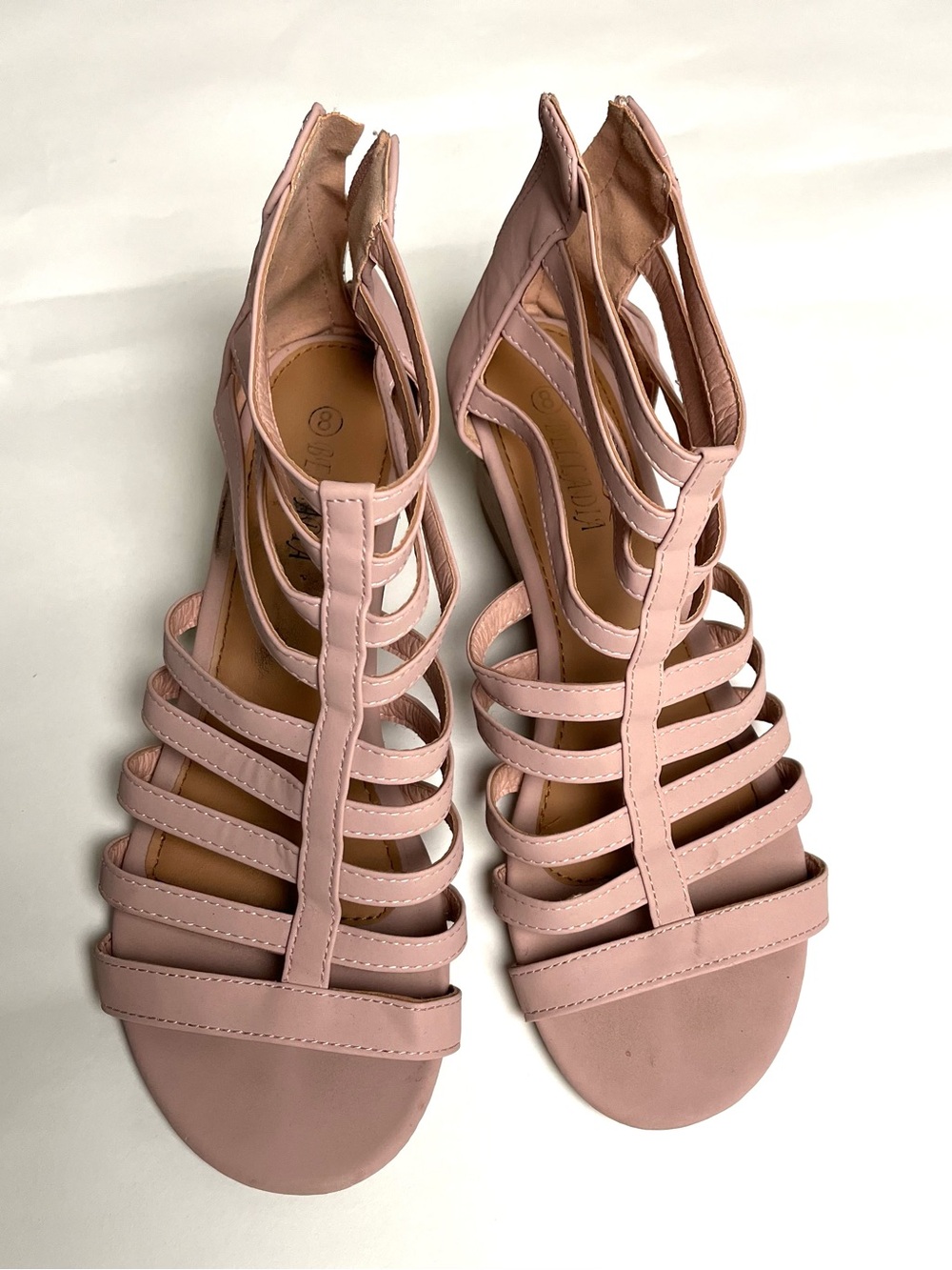Blush Pink Strappy Gladiator Sandals - Women's Fashion Sandals